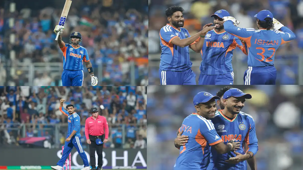 IIndia vs USA T20 World Cup 2026 Highlights मैच के बाद भारतीय खिलाड़ियों का जश्न मनाते हुए दृश्य