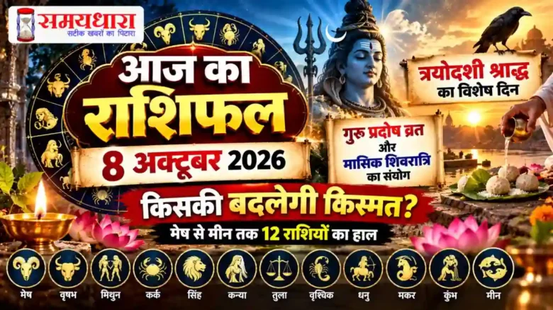 Aaj Ka Rashifal 8 October 2026 – त्रयोदशी श्राद्ध और आज के पंचांग के साथ 12 राशियों का राशिफल